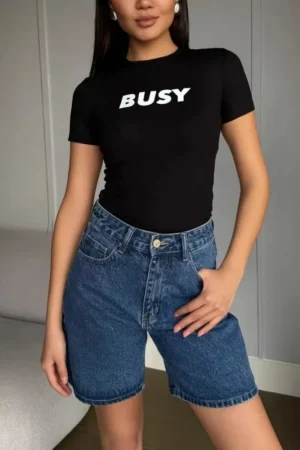 High Waisted Denim Shorts Women Wide Leg Short Jeans Vintage Blue Straight Shorts for Women Summer Solid Jeans Shorts Casual