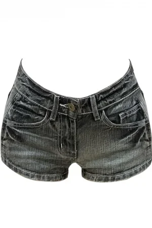 Summer Women Y2k Streetwear Gyaru Harajuku Fashion Grunge Vintage Coquette Low Rise 2000s Jean Shorts Denim Hot Pants Japanese