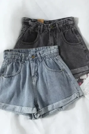 PTKPCC New Summer Korean Retro High-waist Loose Jeans Shorts Women Versatile Edge Casual Hot Pants Women Clothing Jeans PTKPCC